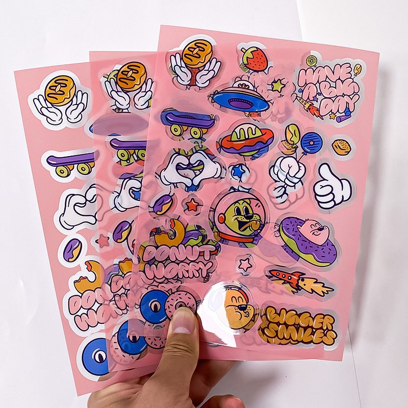 Custom Print Die Cut Waterproof Vinyl Adhesive Promotion Cartoon Decorative Frosted Stickers Custom