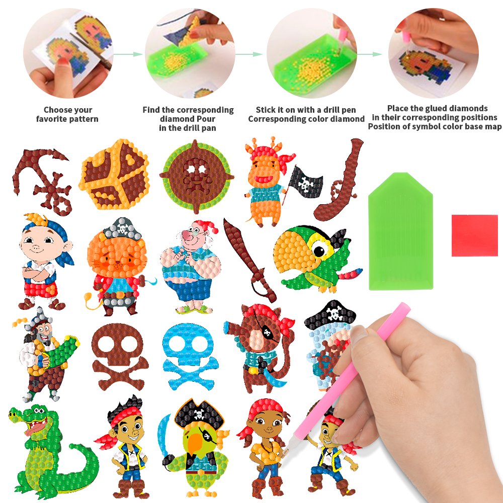 Mosaic Diamond Painting DIY Wholesale painting set children's cartoon Pirate crocodile cute 5d diamond painting stickers