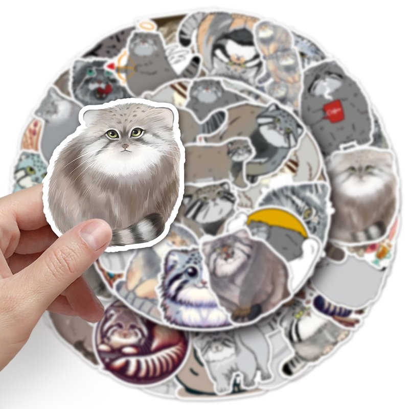 50pcs Factory Hot Sale Vinyl Waterproof Animal Manul Sticker Decorative Laptop Cartoon Sticker