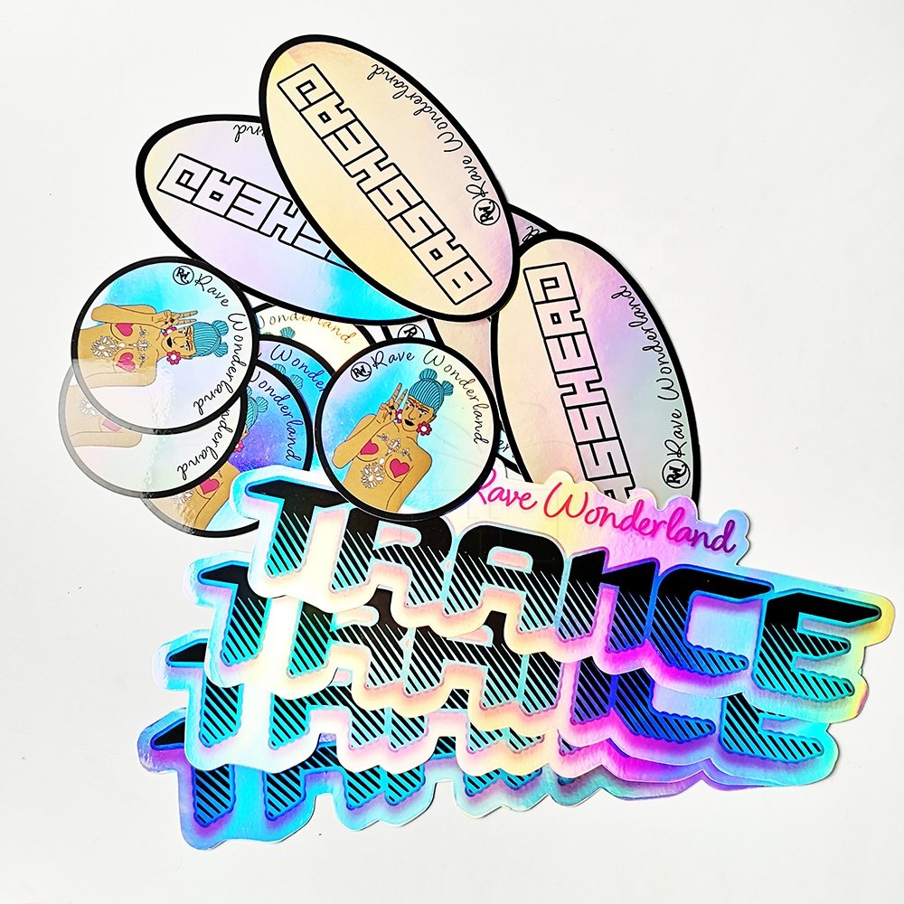 Factory Direct Wholesale High Quality Holographic Stickers Adhesive Custom Shiny Hologram Stickers for Business Brand Logo