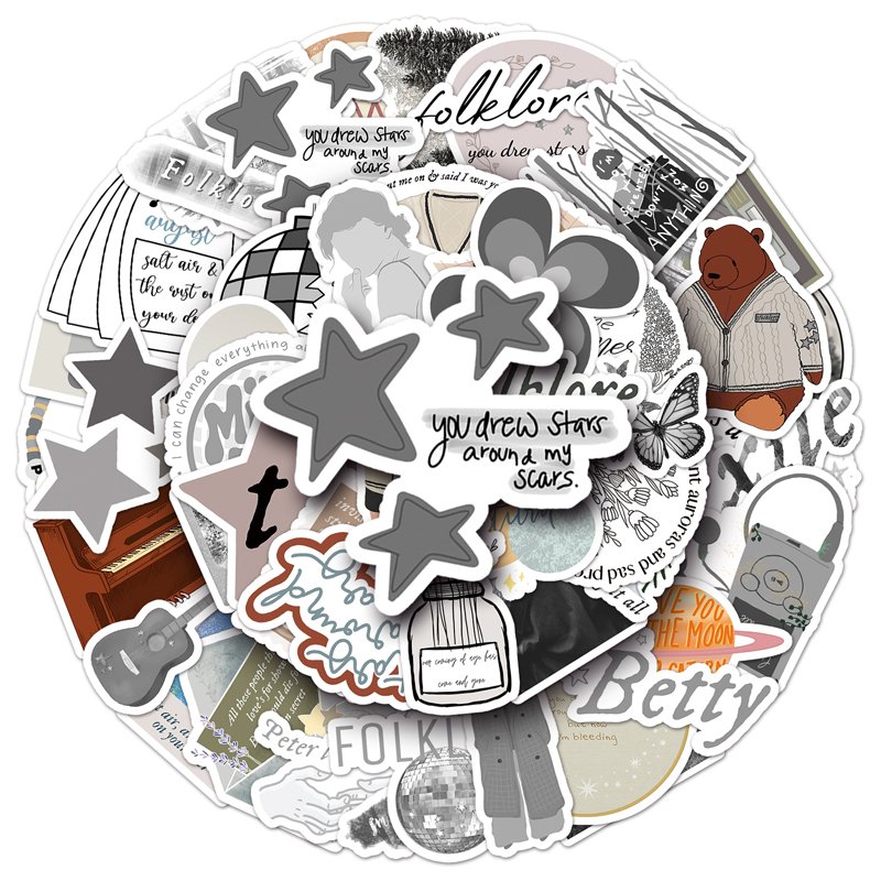 50Pcs Factory Sale Star Graffiti Custom Sticker Cartoon Taylor Albums Folklore Stickers For Laptop Waterproof