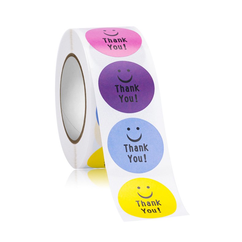 Wholesale factory Roll stickers cute smile face cartoon sticker self-adhesive sticker in stock 500pcs