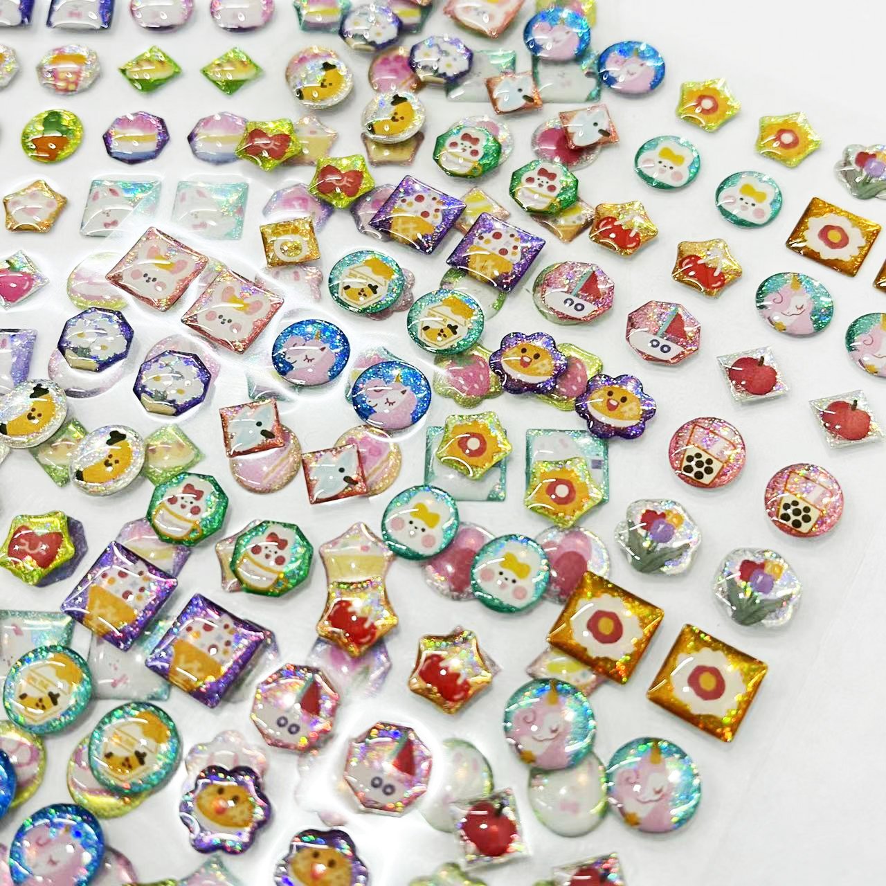 Custom 3d Epoxy Sticker Supplier Puffy Vinyl Mini Resin Cartoon Stickers Self Adhesive Lovely Label Sheet