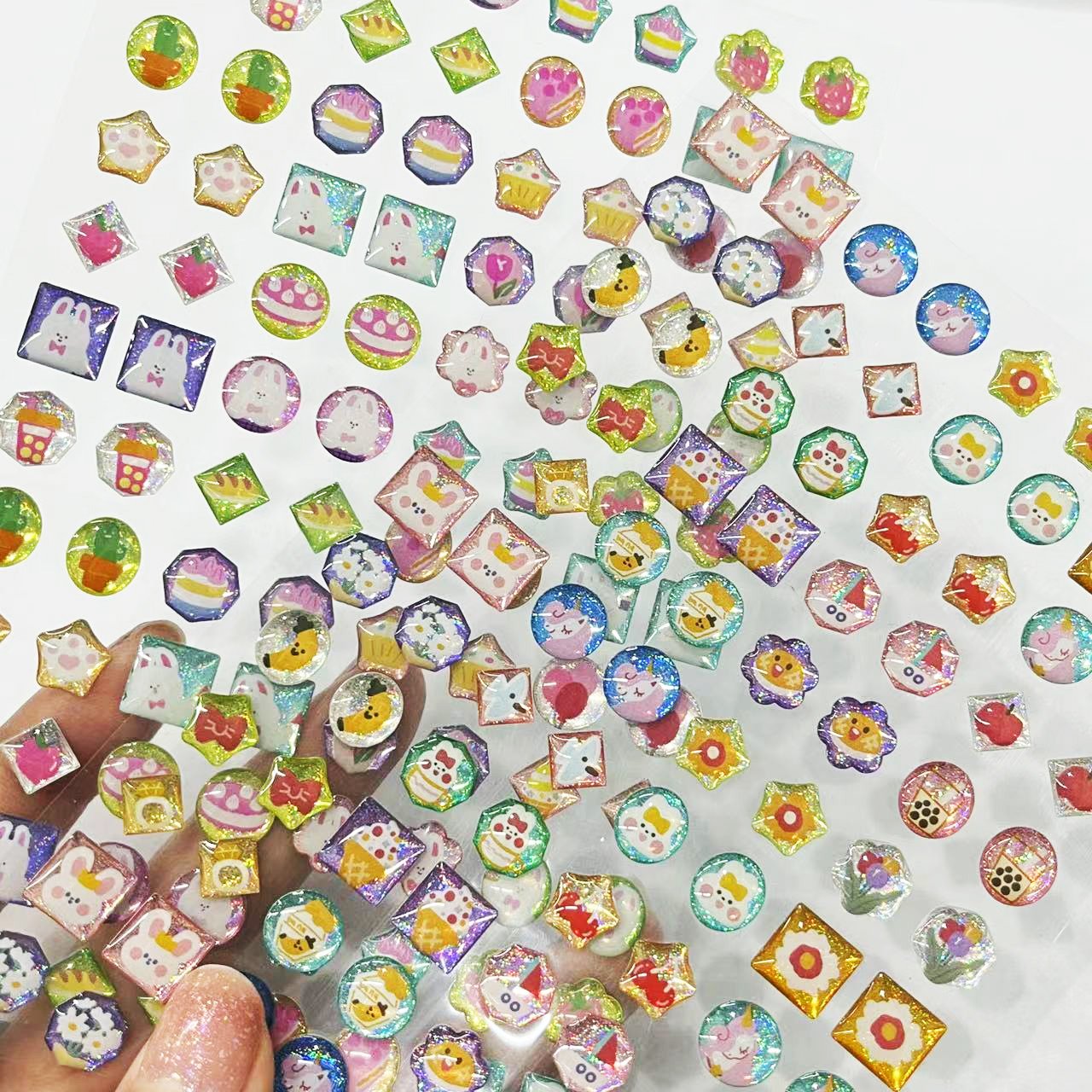 Custom 3d Epoxy Sticker Supplier Puffy Vinyl Mini Resin Cartoon Stickers Self Adhesive Lovely Label Sheet