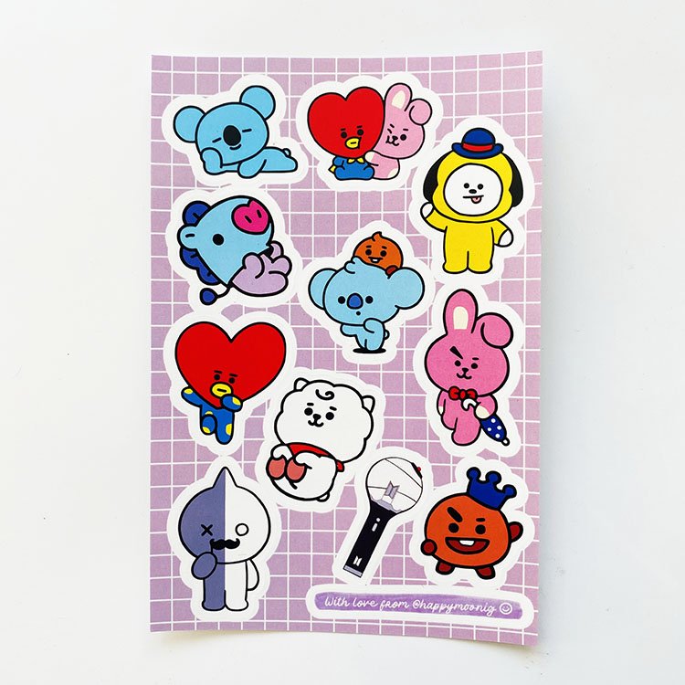 Hot Selling PVC Vinyl Brand Printing Sticker Sheets Die Cut Adhesive Logo Custom Cartoon Stickers