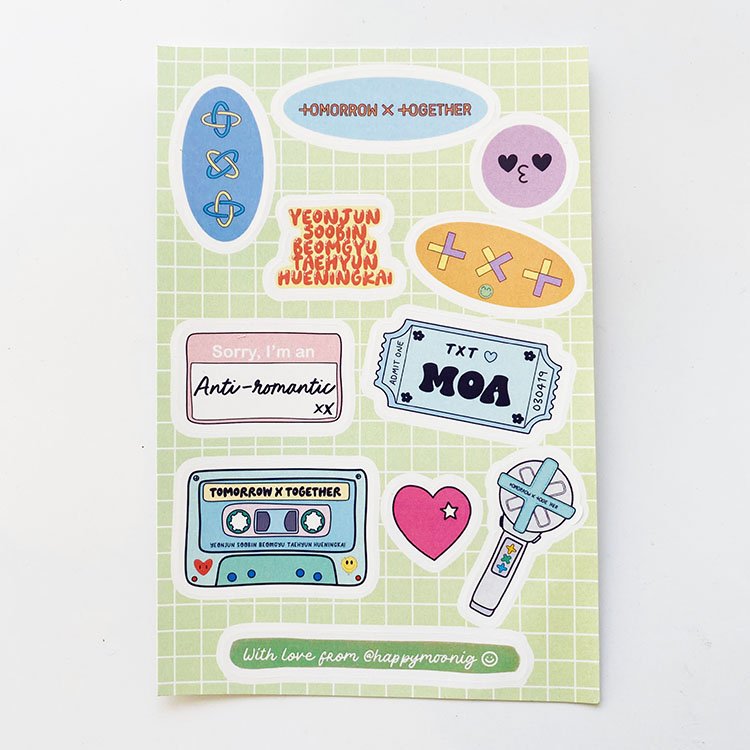 Hot Selling PVC Vinyl Brand Printing Sticker Sheets Die Cut Adhesive Logo Custom Cartoon Stickers