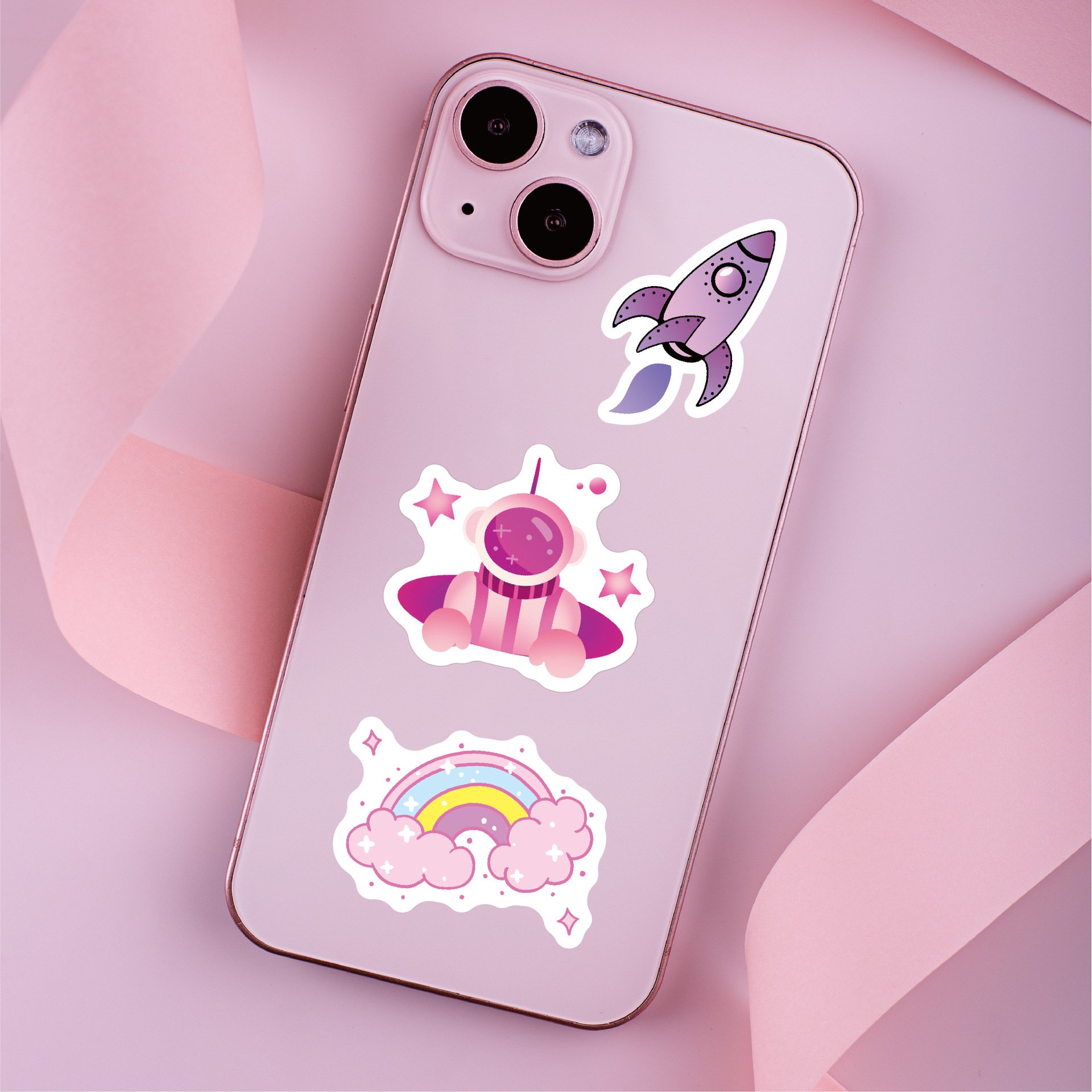 High Quality 100Pcs Starry Sky Sticker Colorful Cartoon Universe Planet Solar System Happy Decoration Phone Planet Sticker
