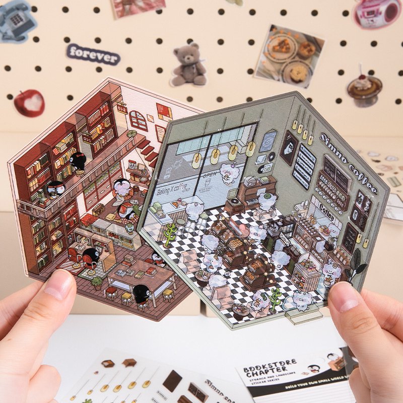 Simno Make Your Own Store Miniature Scene Sticker 92pcs Kawaii Decal Cartoon Decorative Scrapbook Supplies Sticker (Gen 1.0)