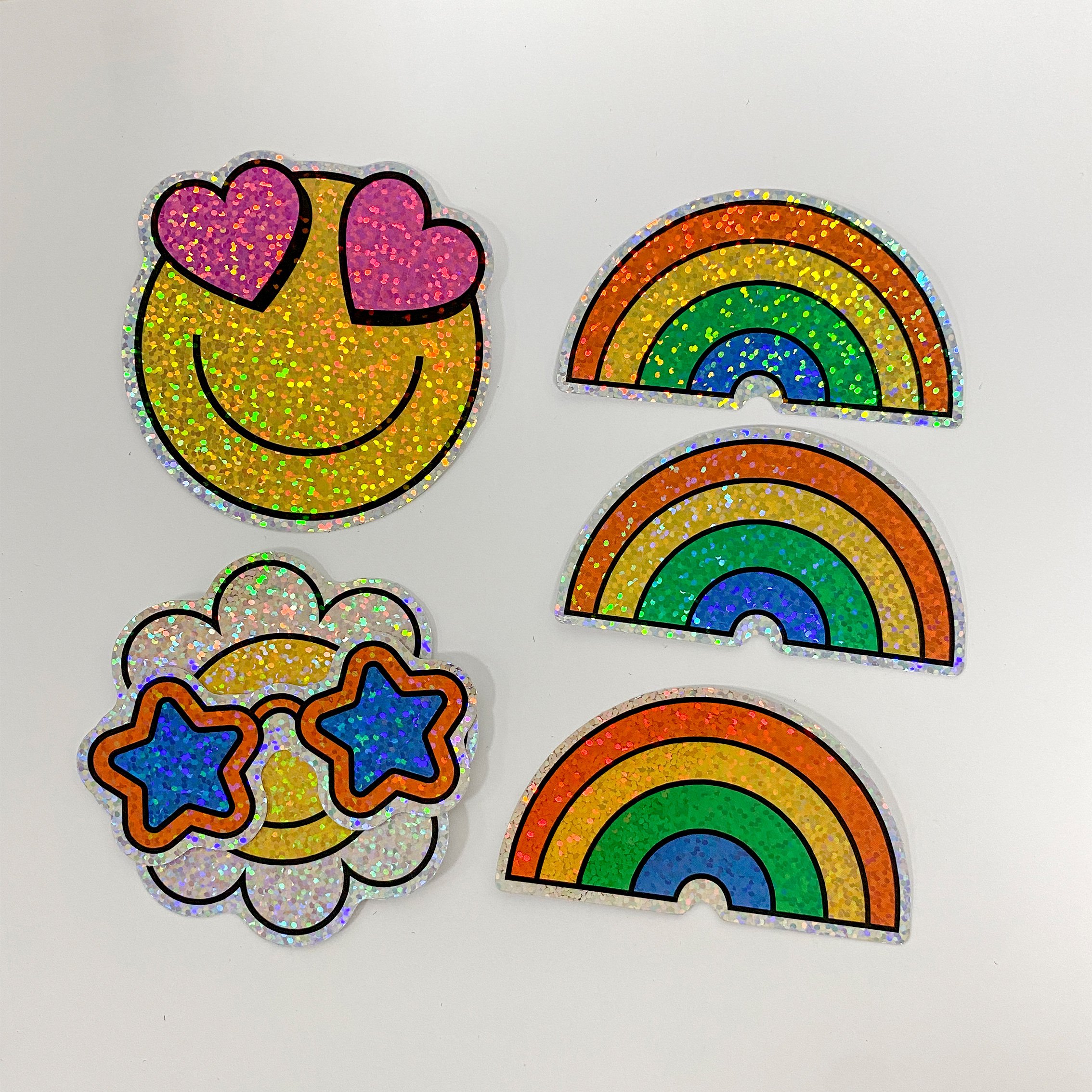 Custom High Quality Dot Holographic vinyl stickers printing Custom Die Cut Self Adhesive Reflective Rainbow Holographic Sticker
