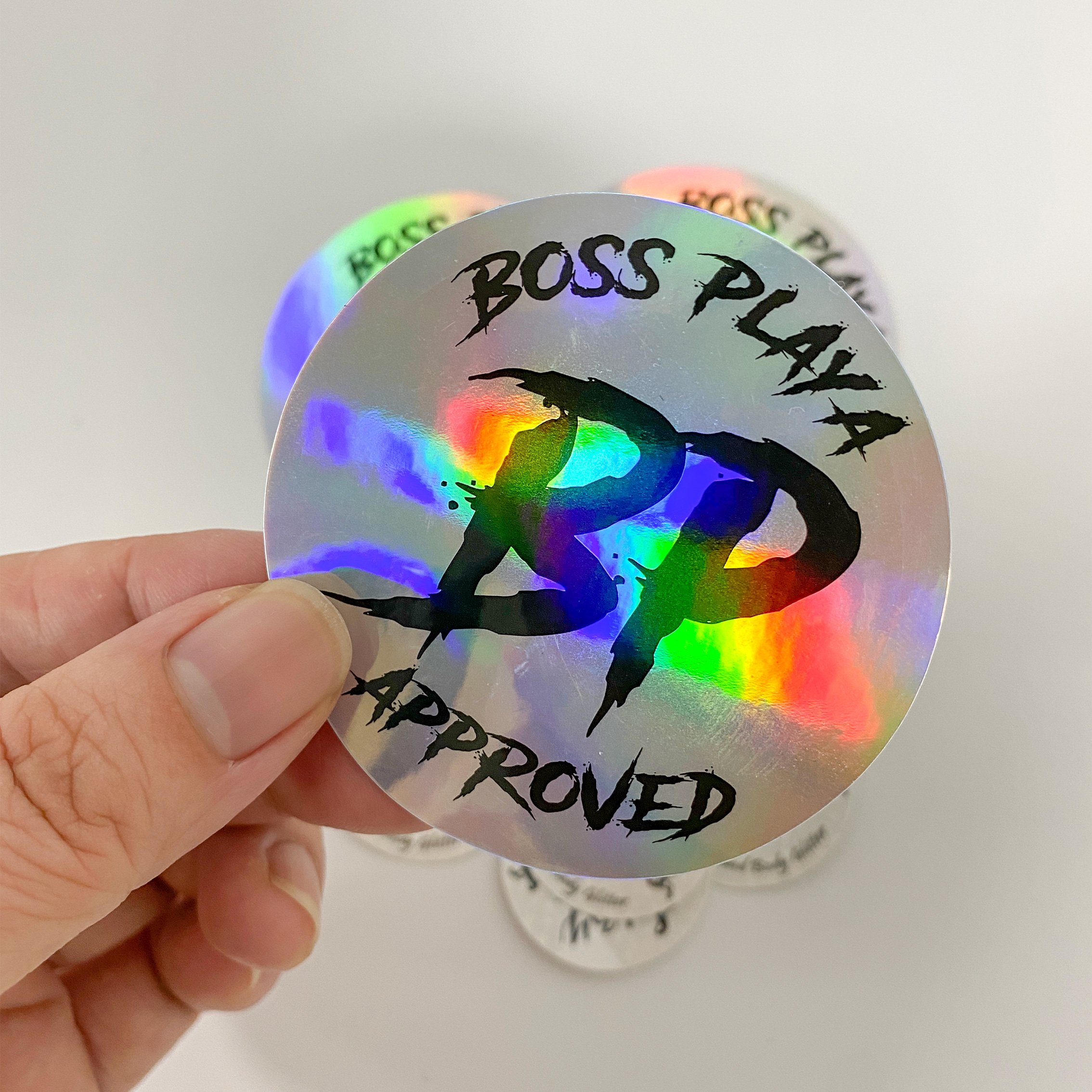 Custom High Quality Dot Holographic vinyl stickers printing Custom Die Cut Self Adhesive Reflective Rainbow Holographic Sticker