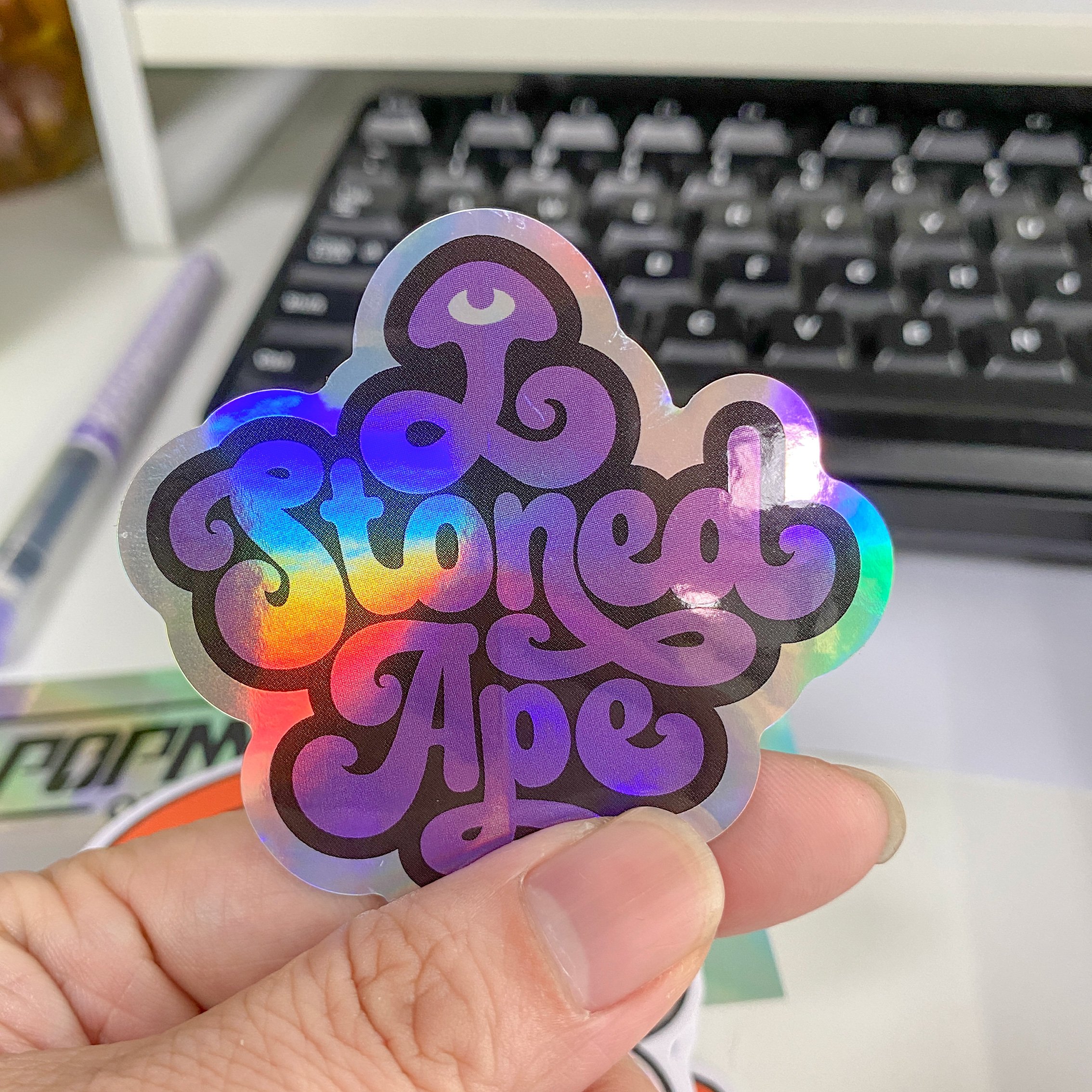 Custom High Quality Dot Holographic vinyl stickers printing Custom Die Cut Self Adhesive Reflective Rainbow Holographic Sticker