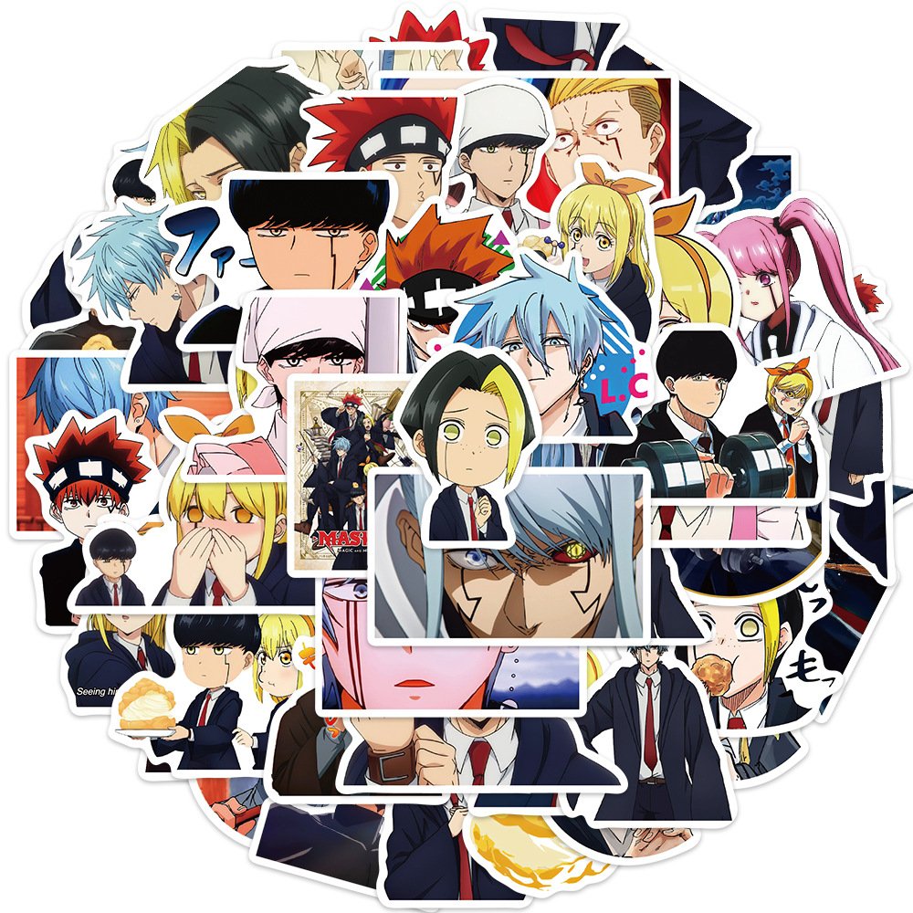 50 pcs Cartoon Graffiti Decoration Stickers Magic and Muscles Mashle Anime Stickers