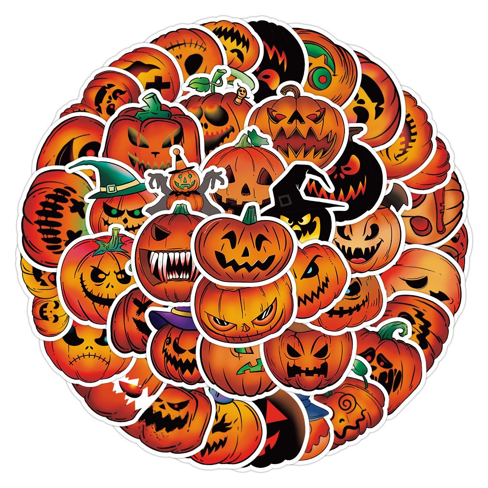 V-50pcs Horror series waterproof cartoon stickers for Halloween party graffiti trunk computer stickers
