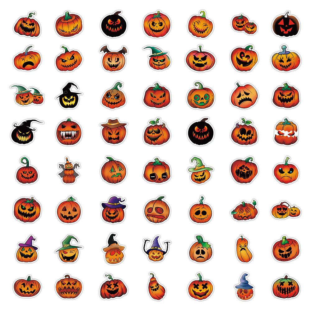 V-50pcs Horror series waterproof cartoon stickers for Halloween party graffiti trunk computer stickers