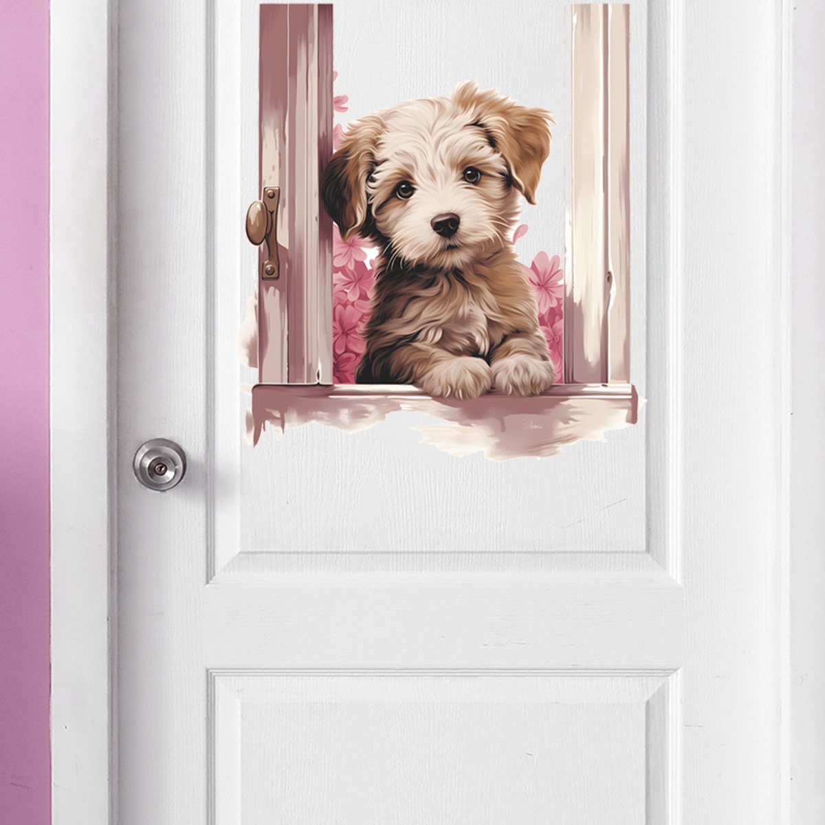 Creative cartoon window dog home background decoration and beautification come with adhesive wall stickers self-adhesive