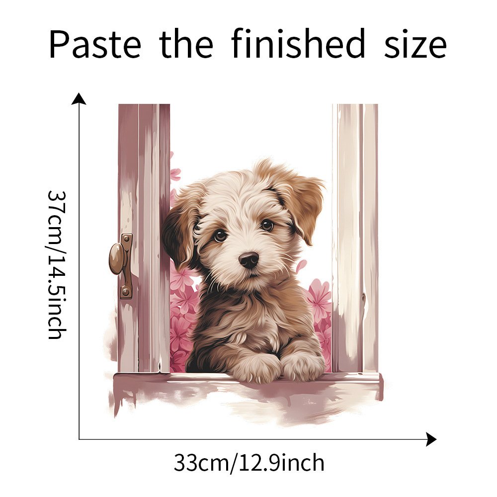 Creative cartoon window dog home background decoration and beautification come with adhesive wall stickers self-adhesive
