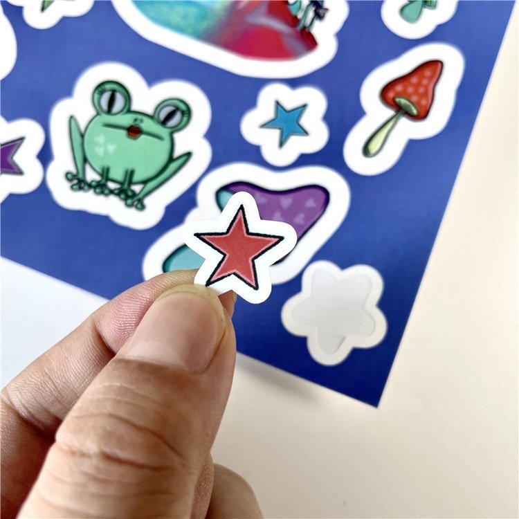 Printed Self Adhesive Waterproof Multiple Cartoon Designs On A4 A5 A6 Sheet Custom Kiss Cut Sticker Sheet