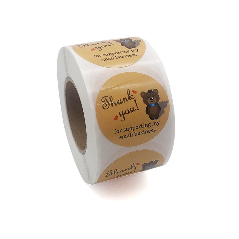 China Factory Supply Thank you for the circular cartoon pattern sealing sticker adhesive