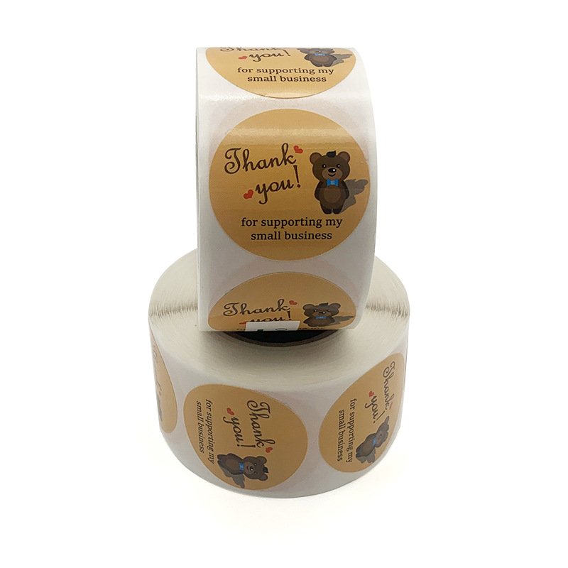 China Factory Supply Thank you for the circular cartoon pattern sealing sticker adhesive