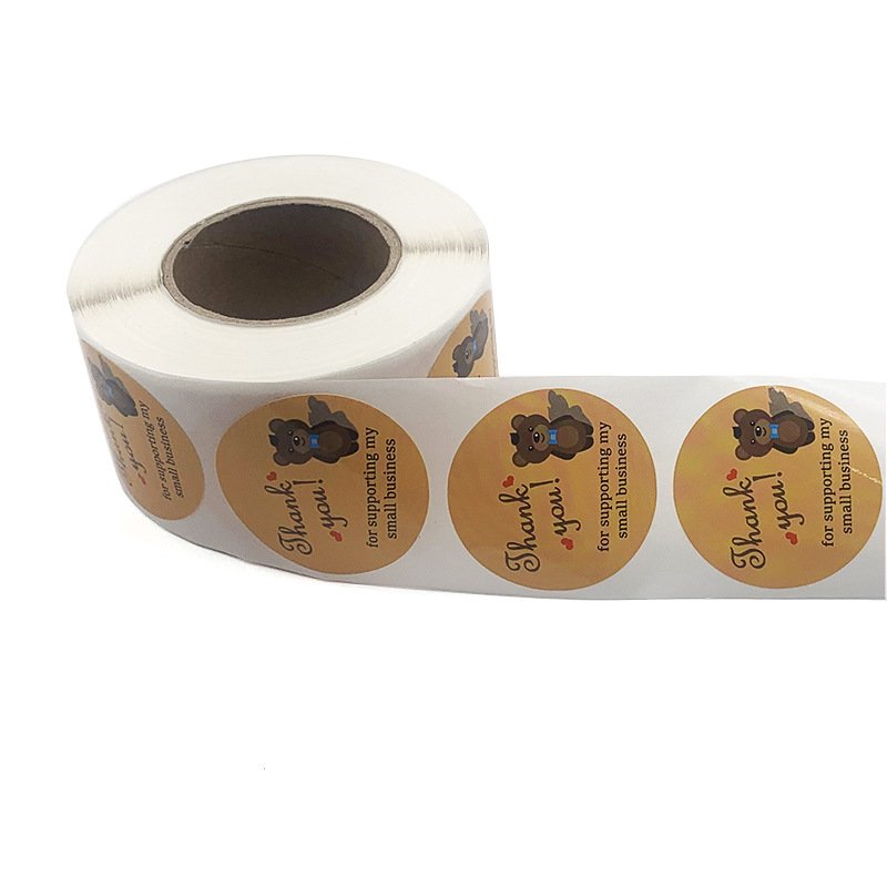 China Factory Supply Thank you for the circular cartoon pattern sealing sticker adhesive