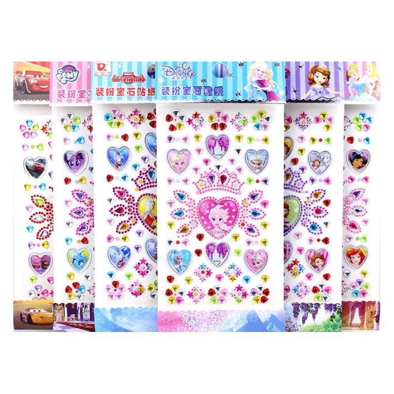 Cartoon Three-dimensional Shape Girl Love Shiny Crystal Handmade Gem Stickers