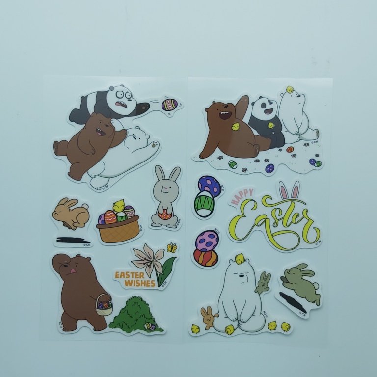 Custom lovely printed die cut cartoon TPE reusable labels stickers, funny stickers packaging in sheet