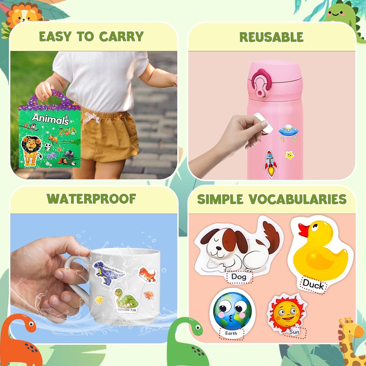 Custom lovely printed die cut cartoon TPE reusable labels stickers, funny stickers packaging in sheet