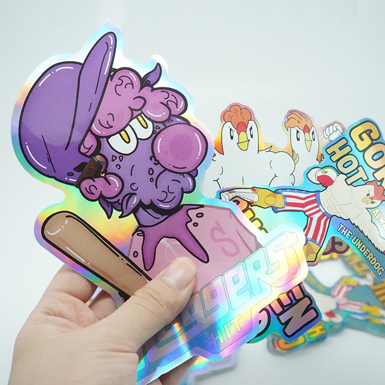 private customization personalized waterproof rainbow holographic labels vinyl pvc die cut sticker with circle shape
