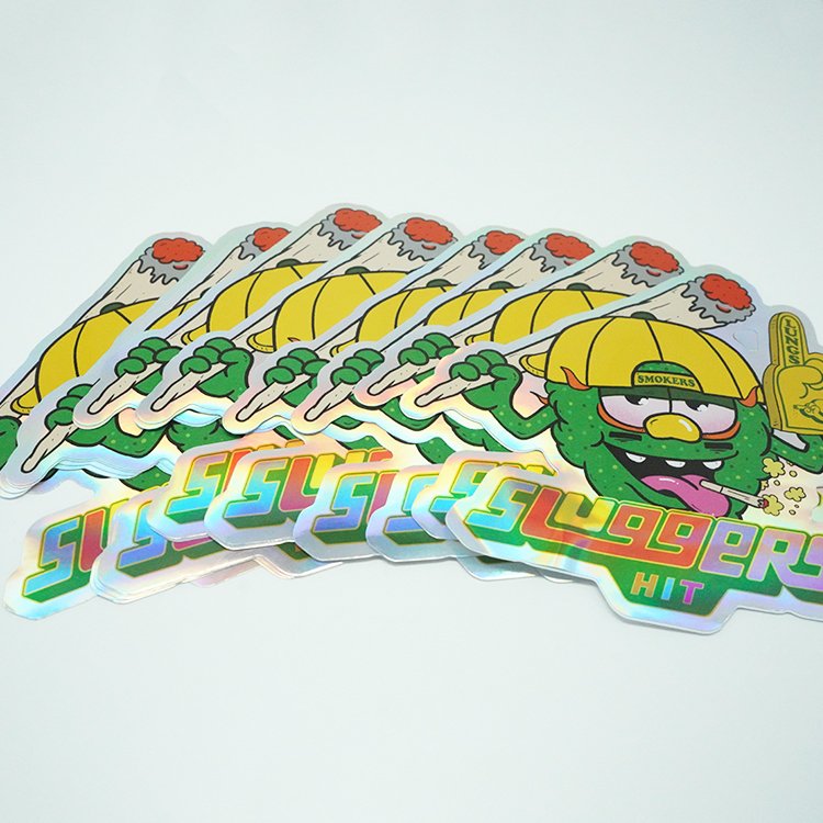 private customization personalized waterproof rainbow holographic labels vinyl pvc die cut sticker with circle shape