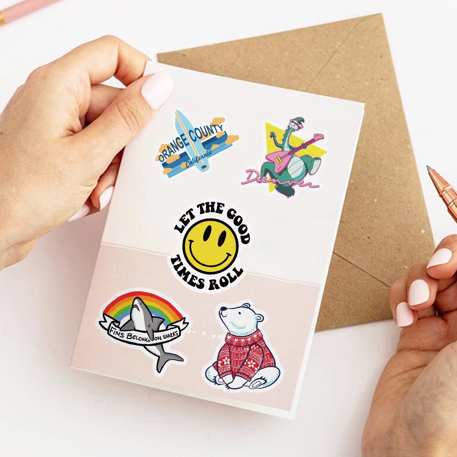 e-50pcs DIY suitcase sticker English cartoon creative graffiti stickers packs for children's laptops suitcase bottle bike guitar