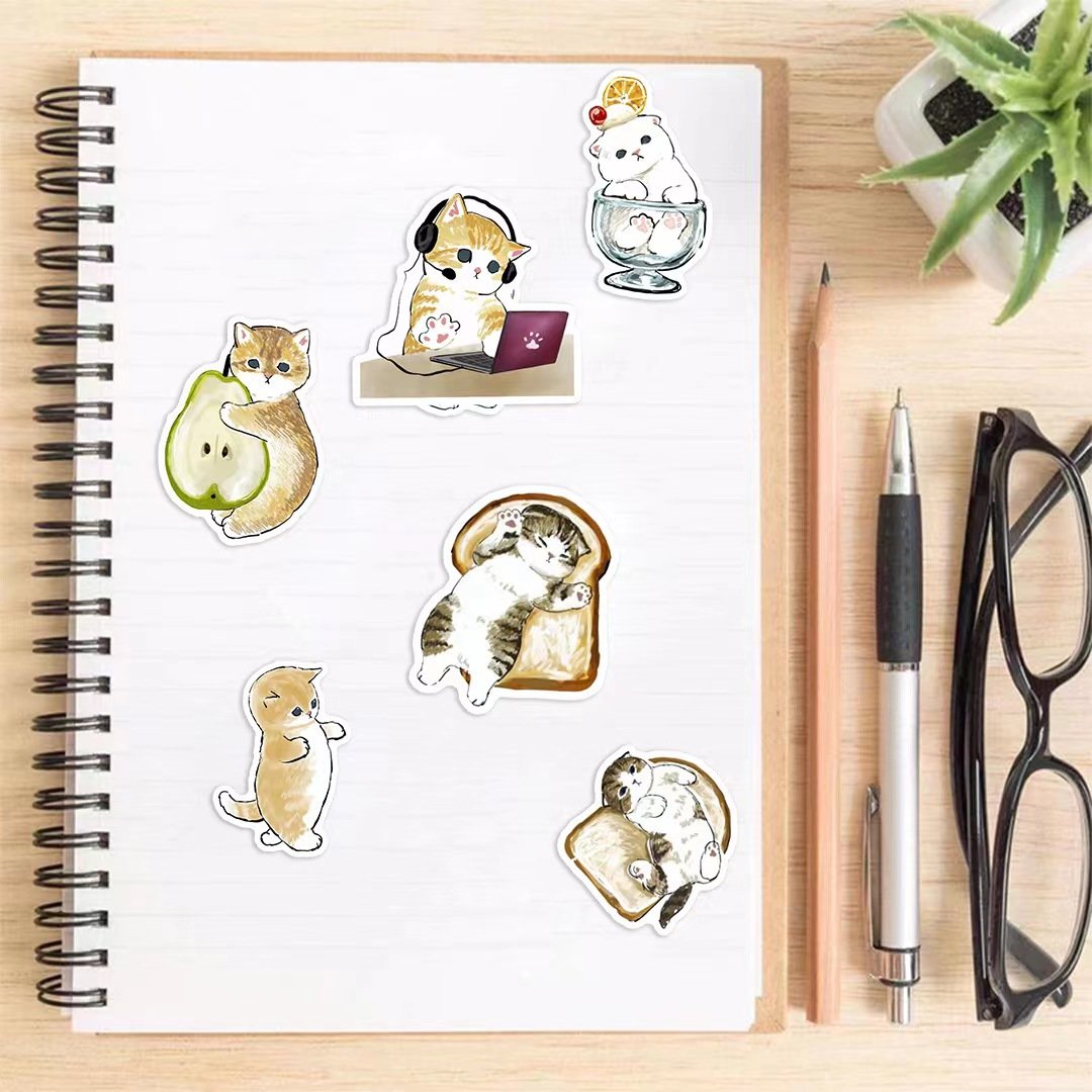 50 PCS/BAG Cute Kitty Cat Cartoon Anime Stickers For Water Bottles Laptop Car Phone Guitar Skateboard