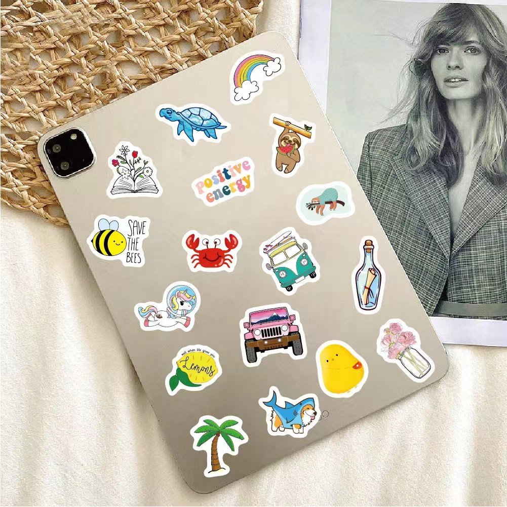 Custom Beach Sticker Small Size Waterproof Cartoon Outdoor Small Fresh Guitar Suitcase Beach Sticker