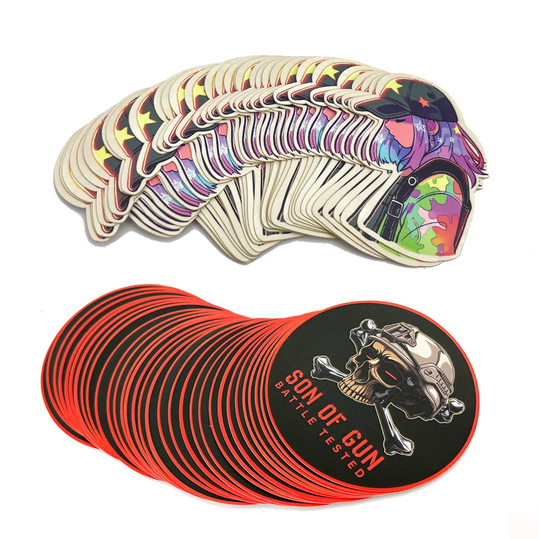Custom sticker printing service white vinyl pvc kiss label paper cartoon matte waterproof die cut sticker