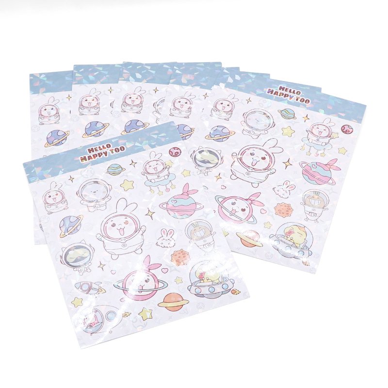 Kawaii Logo Cartoon Kiss Cut Stickers Adhesive Waterproof Vinyl Glossy Glitter Lamination Custom Sticker Sheets