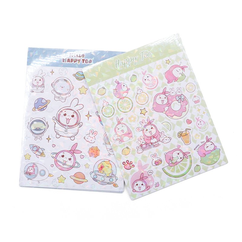 Kawaii Logo Cartoon Kiss Cut Stickers Adhesive Waterproof Vinyl Glossy Glitter Lamination Custom Sticker Sheets