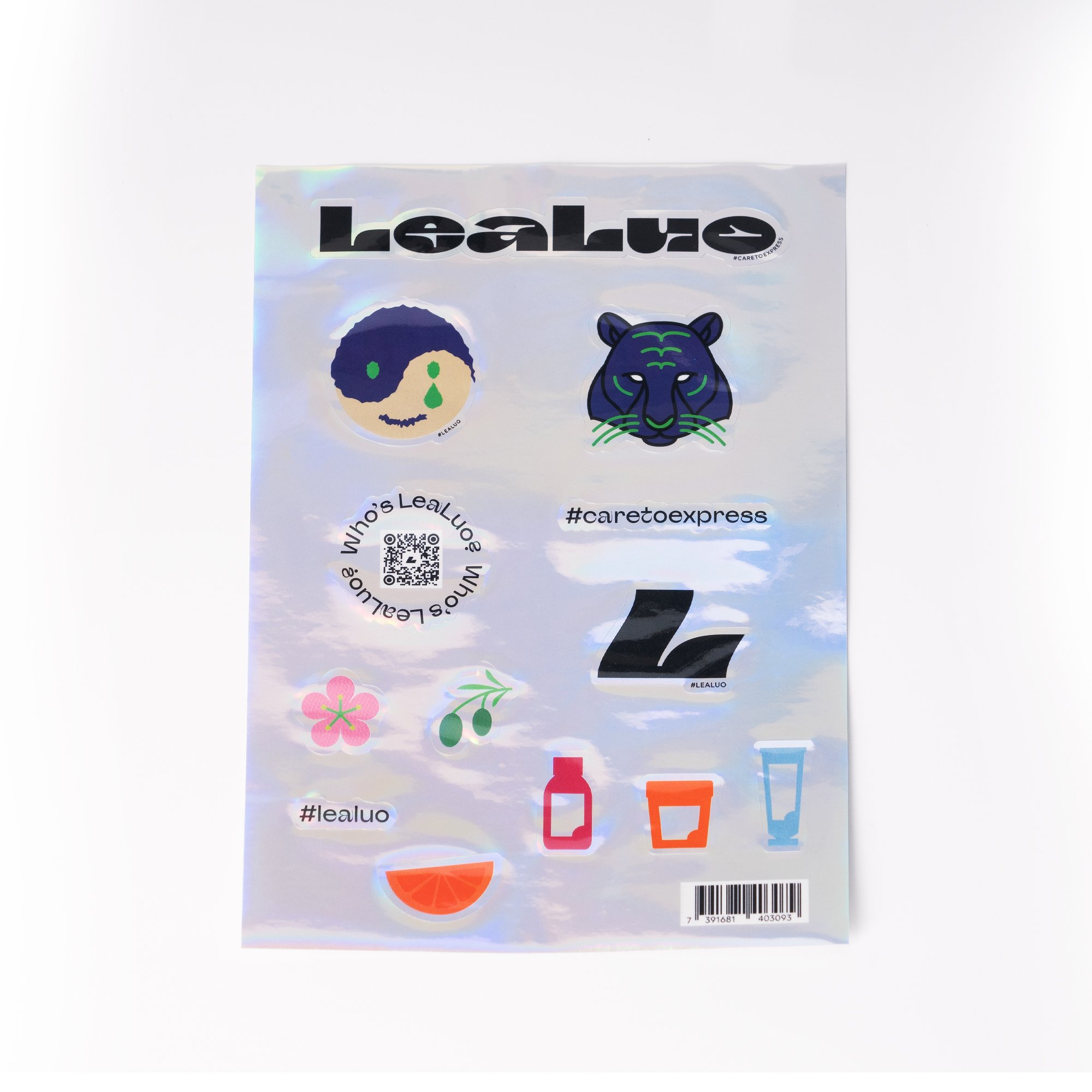 Custom design waterproof matte hologram sticker cartoon label design die cut sticker set for gift packaging adhesive