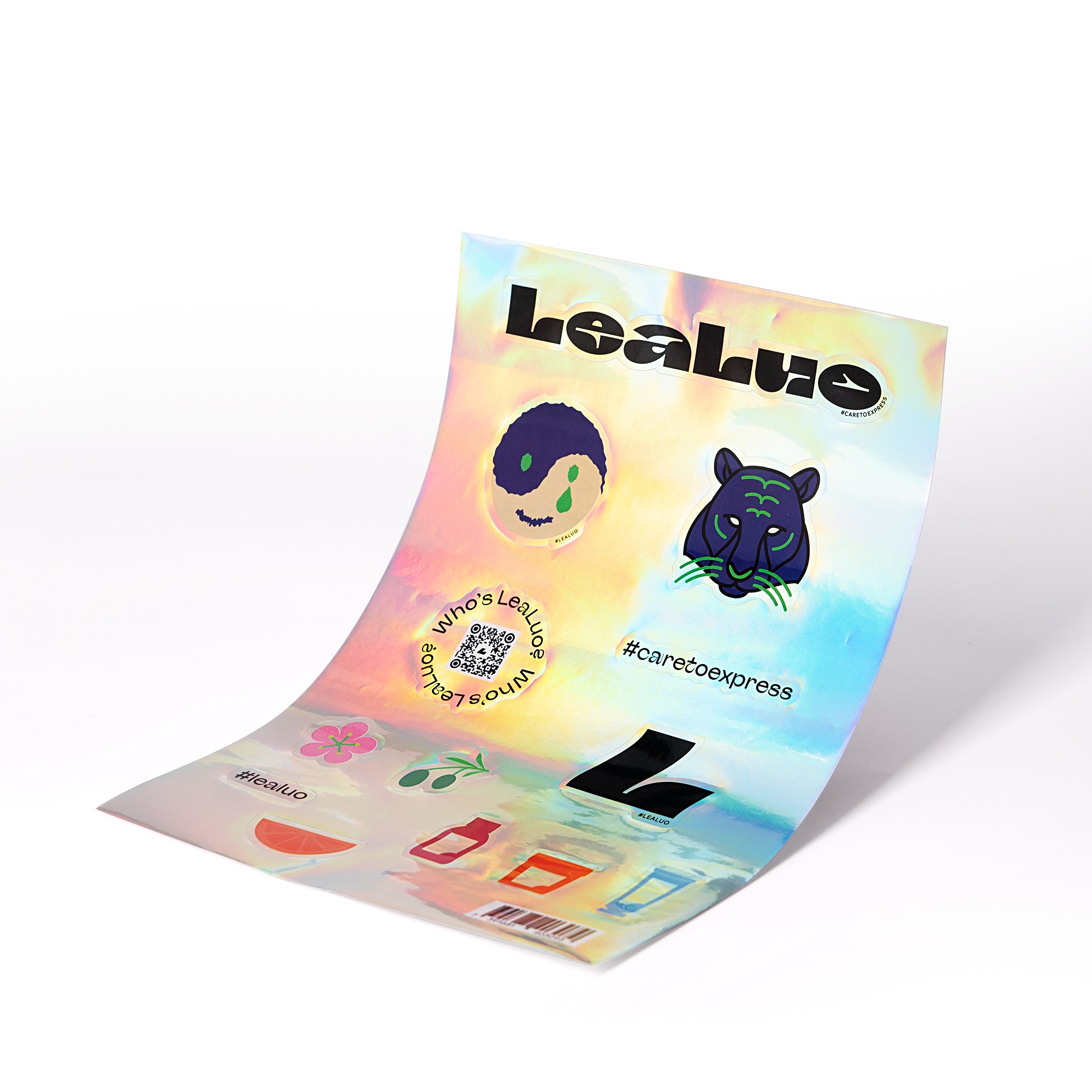 Custom design waterproof matte hologram sticker cartoon label design die cut sticker set for gift packaging adhesive