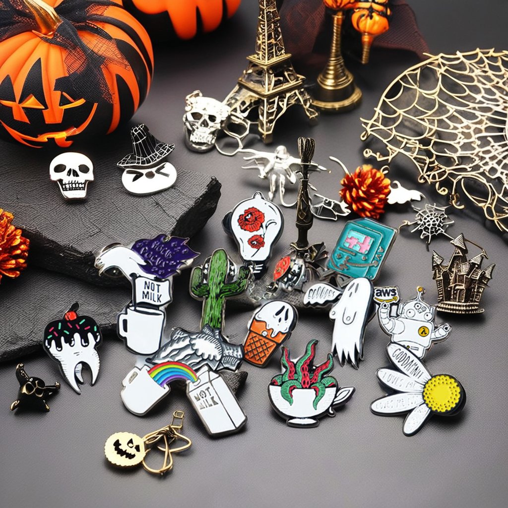 Manufacturer Direct Sale Custom Halloween Lapel Pins with Large Cute Cartoon Metal Logo Enamel Safety Metal Craft Accessories
