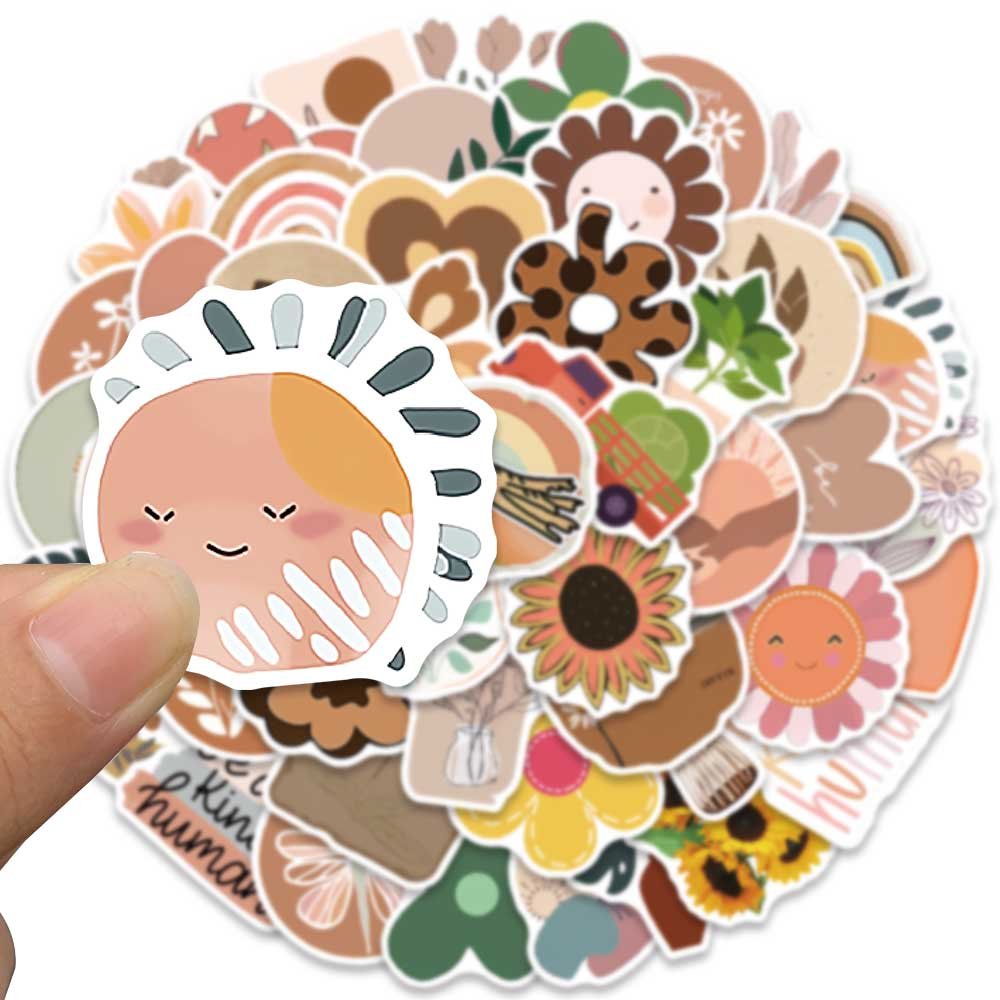 50pcs Aesthetic Boho Stickers Cute Waterproof Stickers for Water Bottles Laptop Phone Scrapbook Junk Journal Sticker for Teens