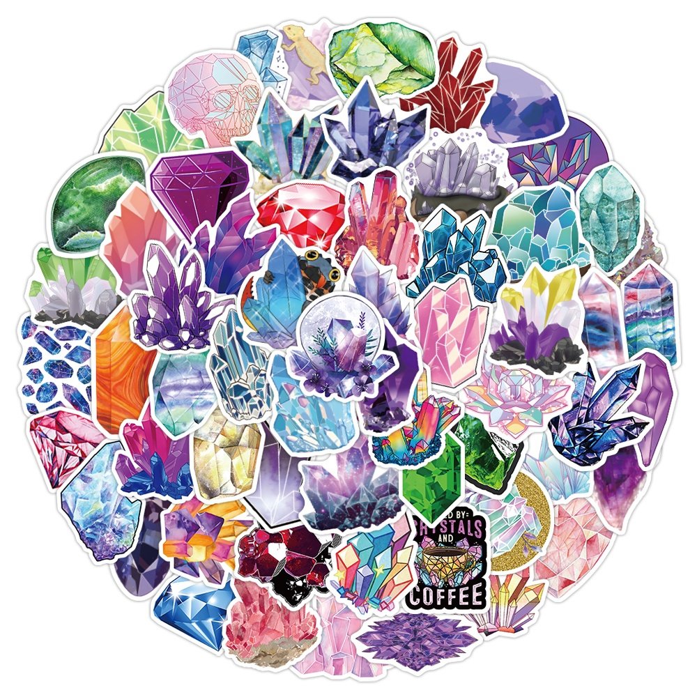 Vi- 100pcs hot sell cute crystal die cut pvc waterproof cartoon decorative random sticker pack for kids notebook bike laptop
