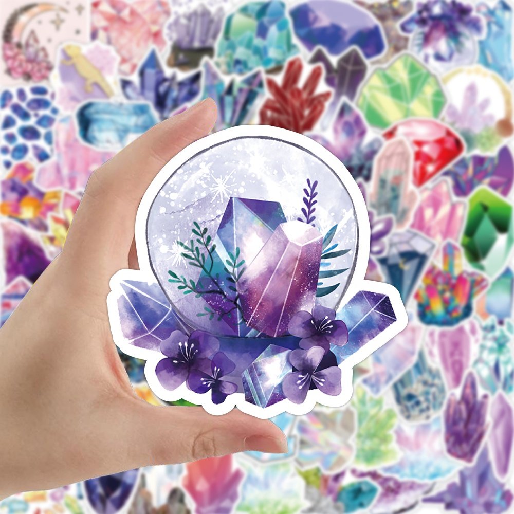 Vi- 100pcs hot sell cute crystal die cut pvc waterproof cartoon decorative random sticker pack for kids notebook bike laptop