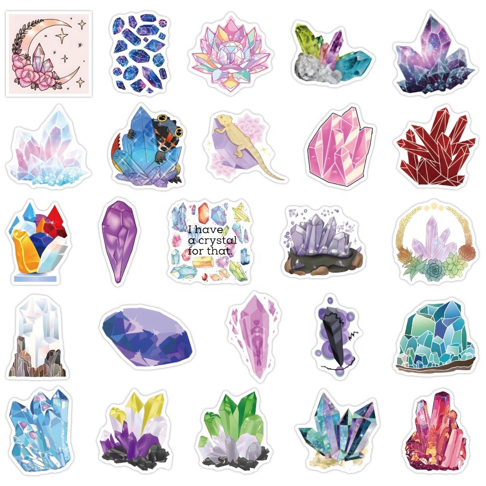 Vi- 100pcs hot sell cute crystal die cut pvc waterproof cartoon decorative random sticker pack for kids notebook bike laptop