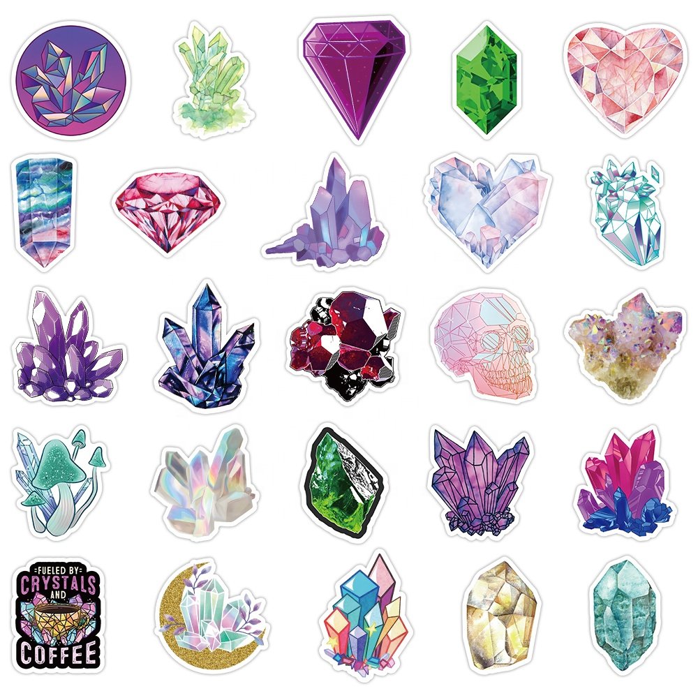 Vi- 100pcs hot sell cute crystal die cut pvc waterproof cartoon decorative random sticker pack for kids notebook bike laptop