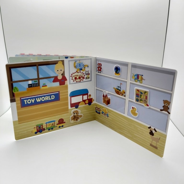 TOY STORY new hot sell washable reusable TPE sticker TPR silicon board game stick book for kid custom design