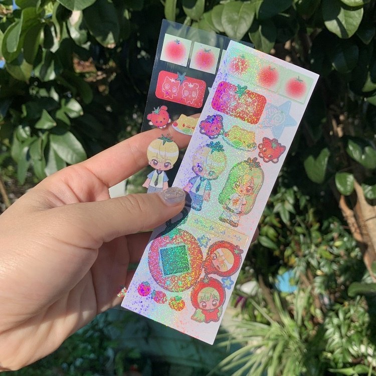 Custom Clear Transparent Gold Silver Holo Foil Kiss Cut Sticker Sheets with Clear Backing