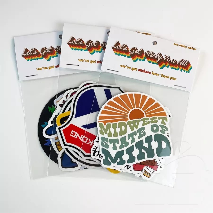 Custom Logo Sticker Packaging Labels Adhesive Waterproof Die Cut Cartoon Vinyl PVC Stickers Pack