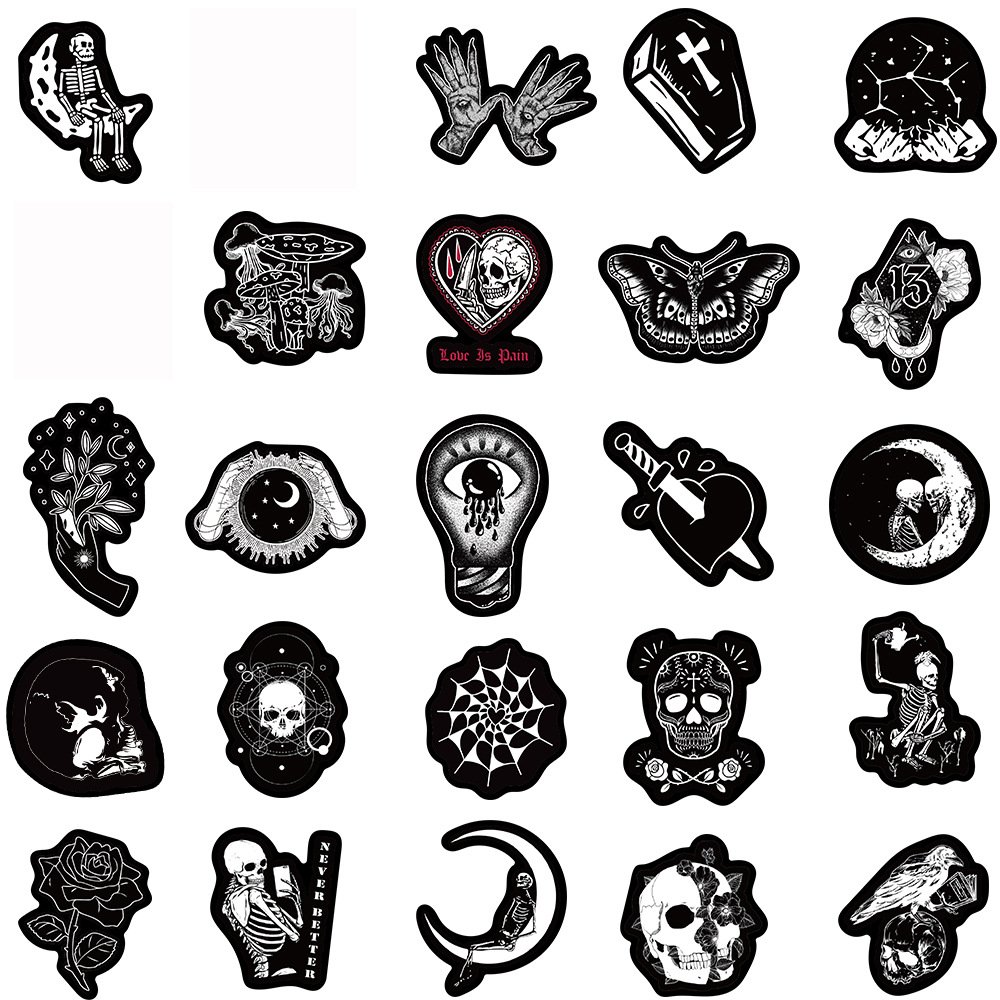 Custom Logo Halloween Skull Dark Style Waterproof Sticker Wine Bottle Holographic Sticker