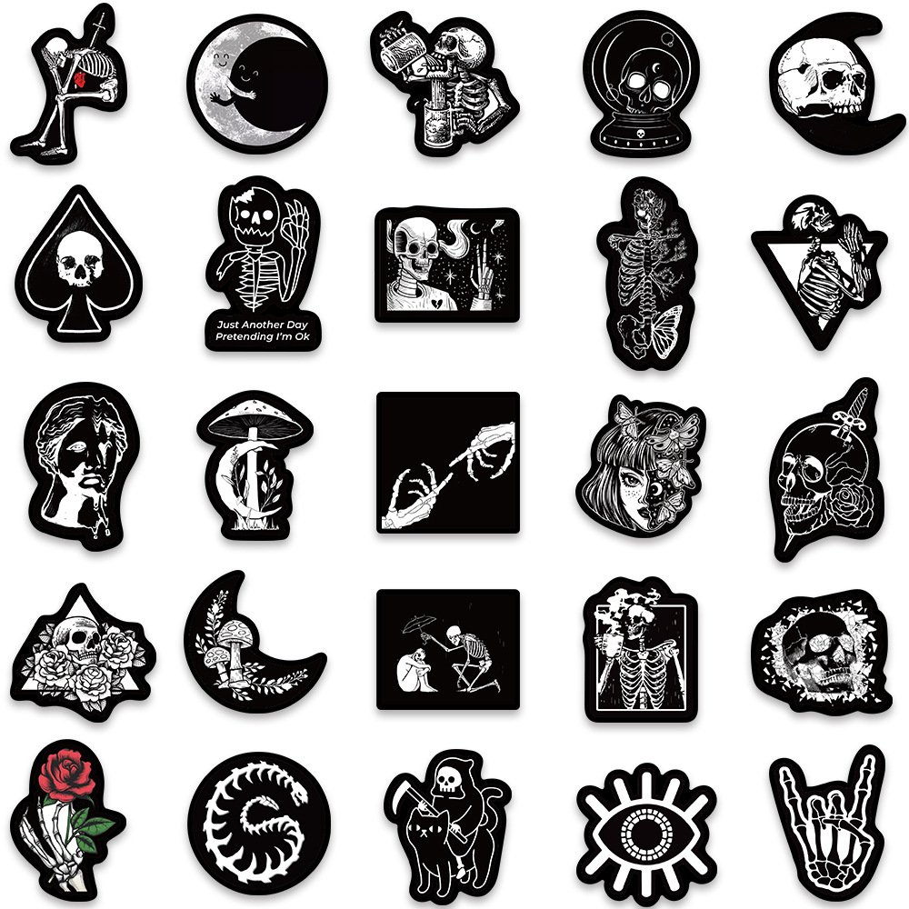 Custom Logo Halloween Skull Dark Style Waterproof Sticker Wine Bottle Holographic Sticker