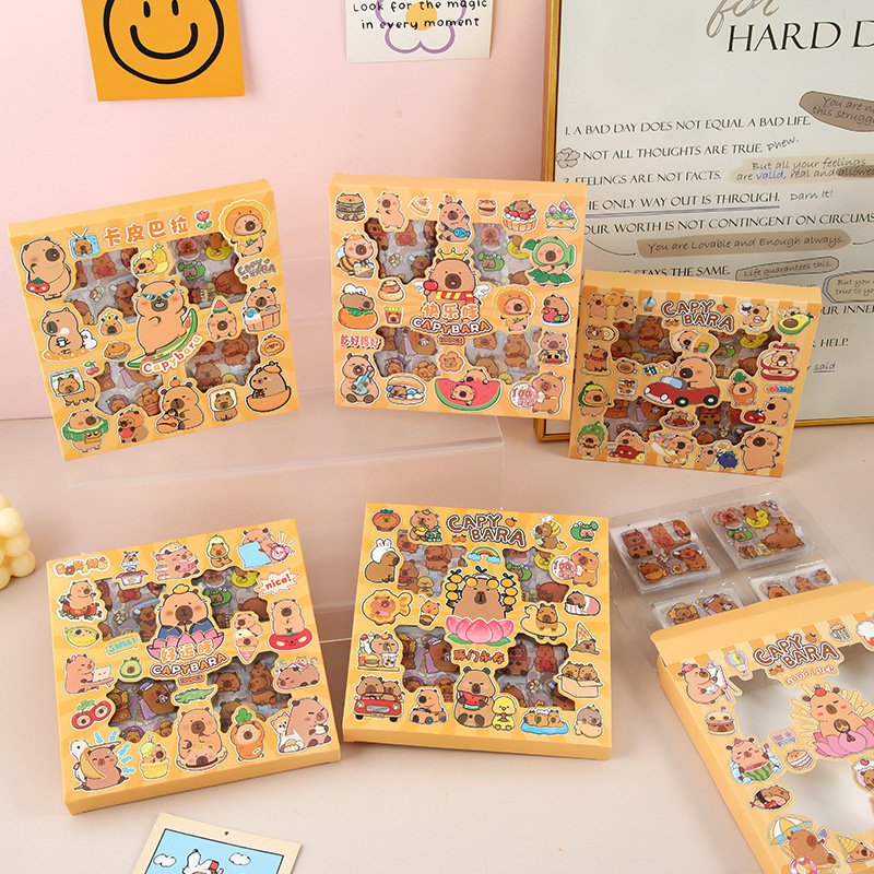 School kids 100 sheets decoration cartoon capybara kawaii cute sticker set