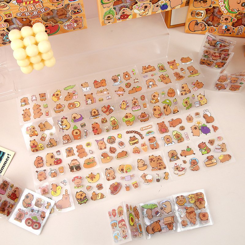 School kids 100 sheets decoration cartoon capybara kawaii cute sticker set